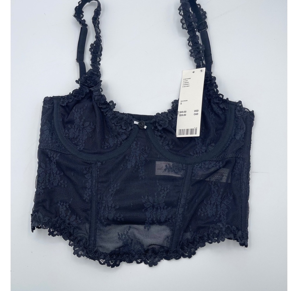 Urban Outfitters Out From Under Black Lace Corset Top S Underwire Bustier NWT
